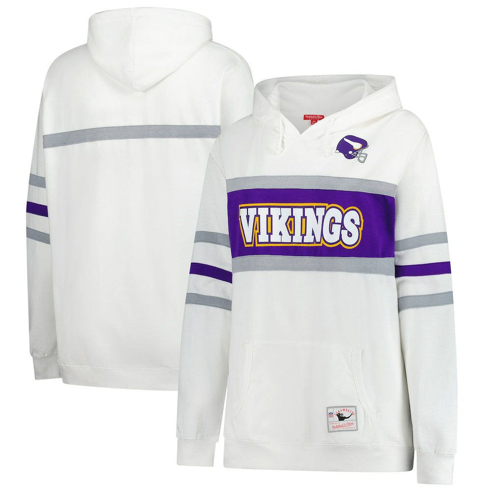Minnesota Vikings Women's Plus Size Head Coach Throwback Pullover Hoodie - White Hoodies