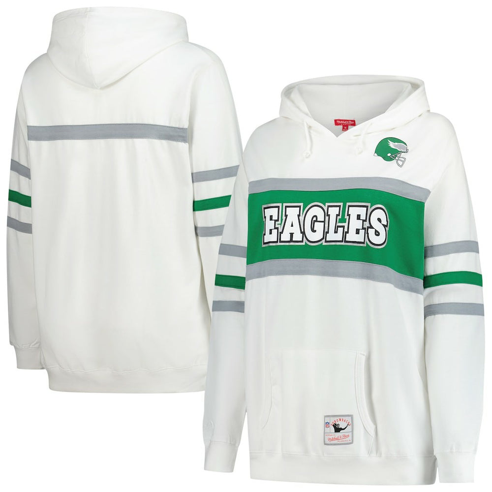 Philadelphia Eagles Women's Plus Size Head Coach Throwback Pullover Hoodie - White Hoodies