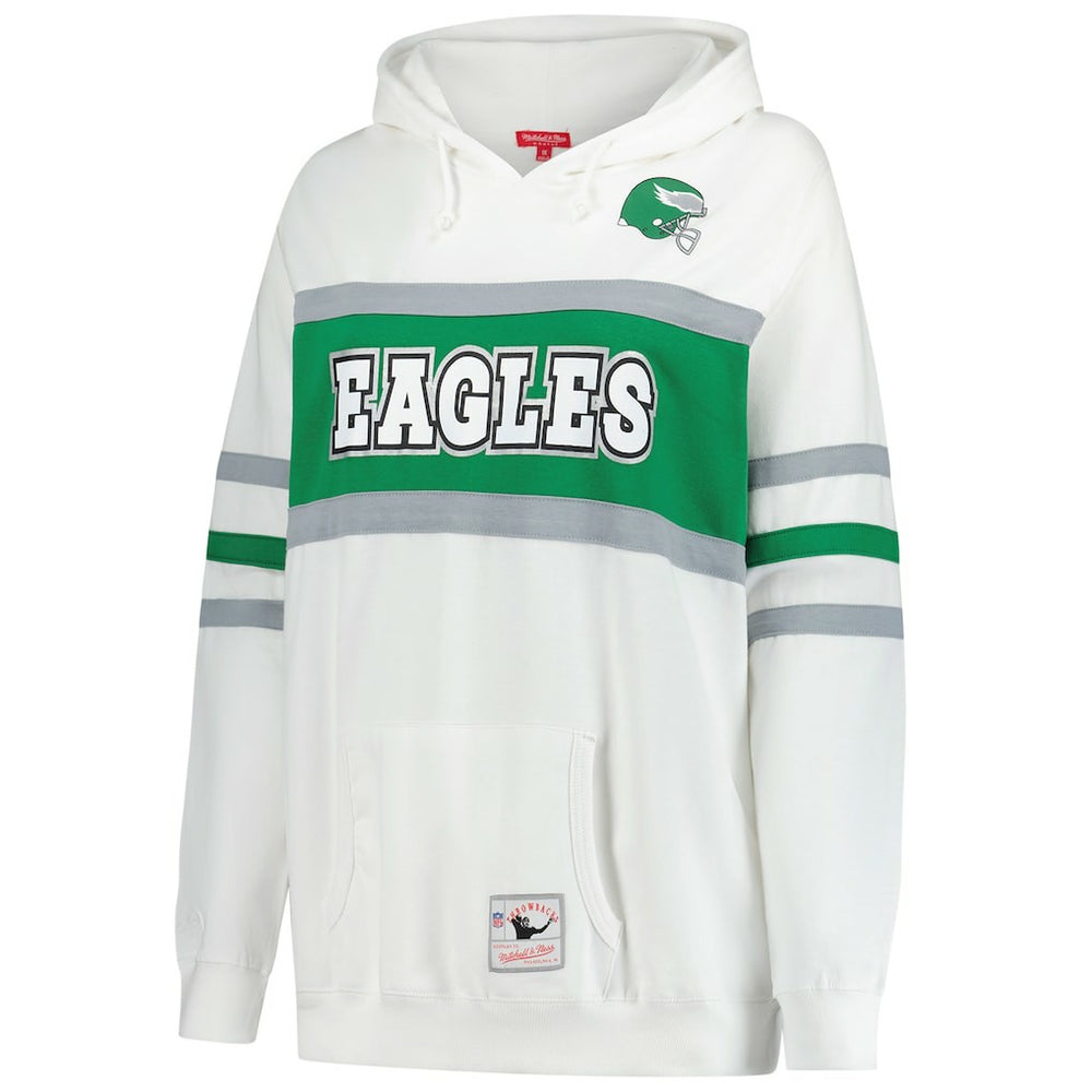 Philadelphia Eagles Women's Plus Size Head Coach Throwback Pullover Hoodie - White Hoodies