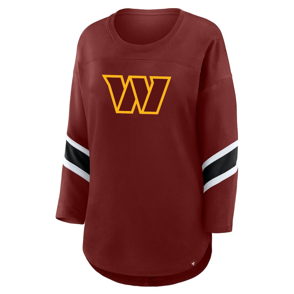Washington Commanders Women's Plus Size Redzone 3/4-Sleeve Scoop Neck T-Shirt - Burgundy T-shirts