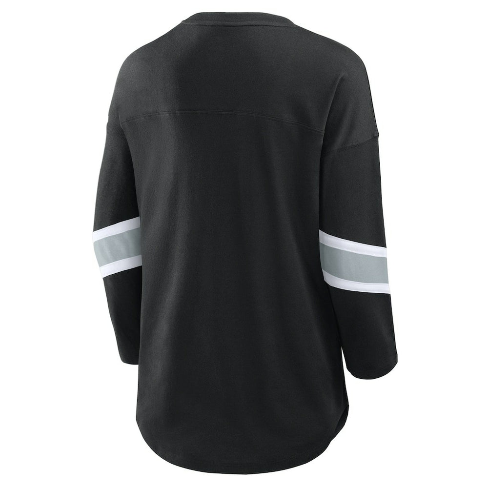 Las Vegas Raiders Women's Plus Size Redzone 3/4-Sleeve Scoop Neck T-Shirt - Black T-shirts
