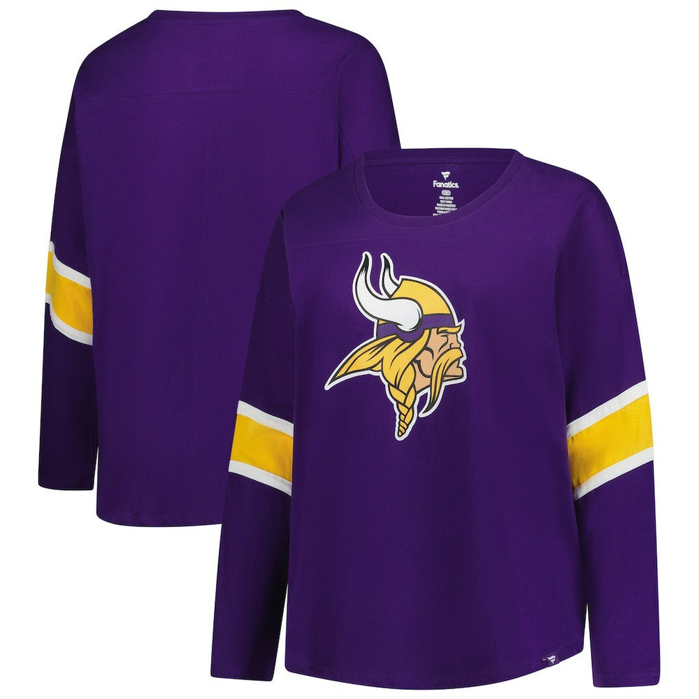 Minnesota Vikings Women's Plus Size Redzone 3/4-Sleeve Scoop Neck T-Shirt - Purple T-shirts
