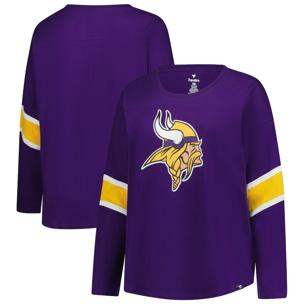 Minnesota Vikings Women's Plus Size Redzone 3/4-Sleeve Scoop Neck T-Shirt - Purple T-shirts