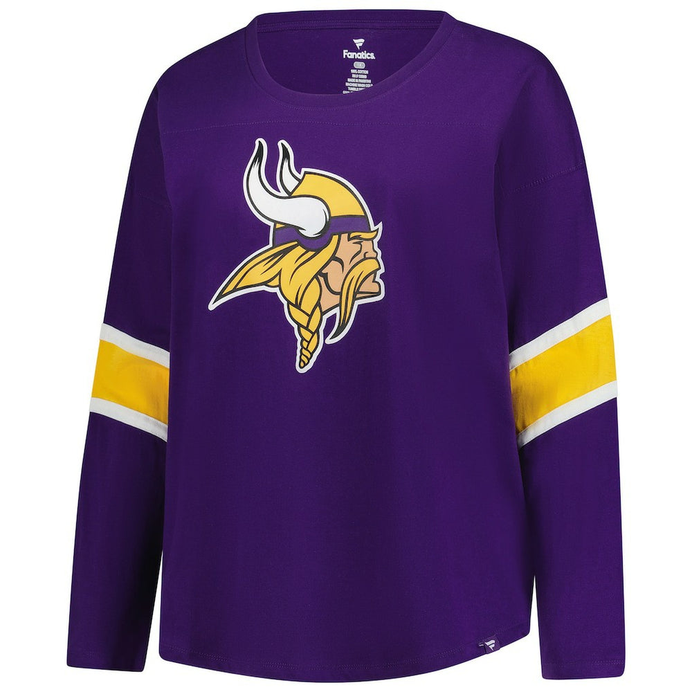 Minnesota Vikings Women's Plus Size Redzone 3/4-Sleeve Scoop Neck T-Shirt - Purple T-shirts