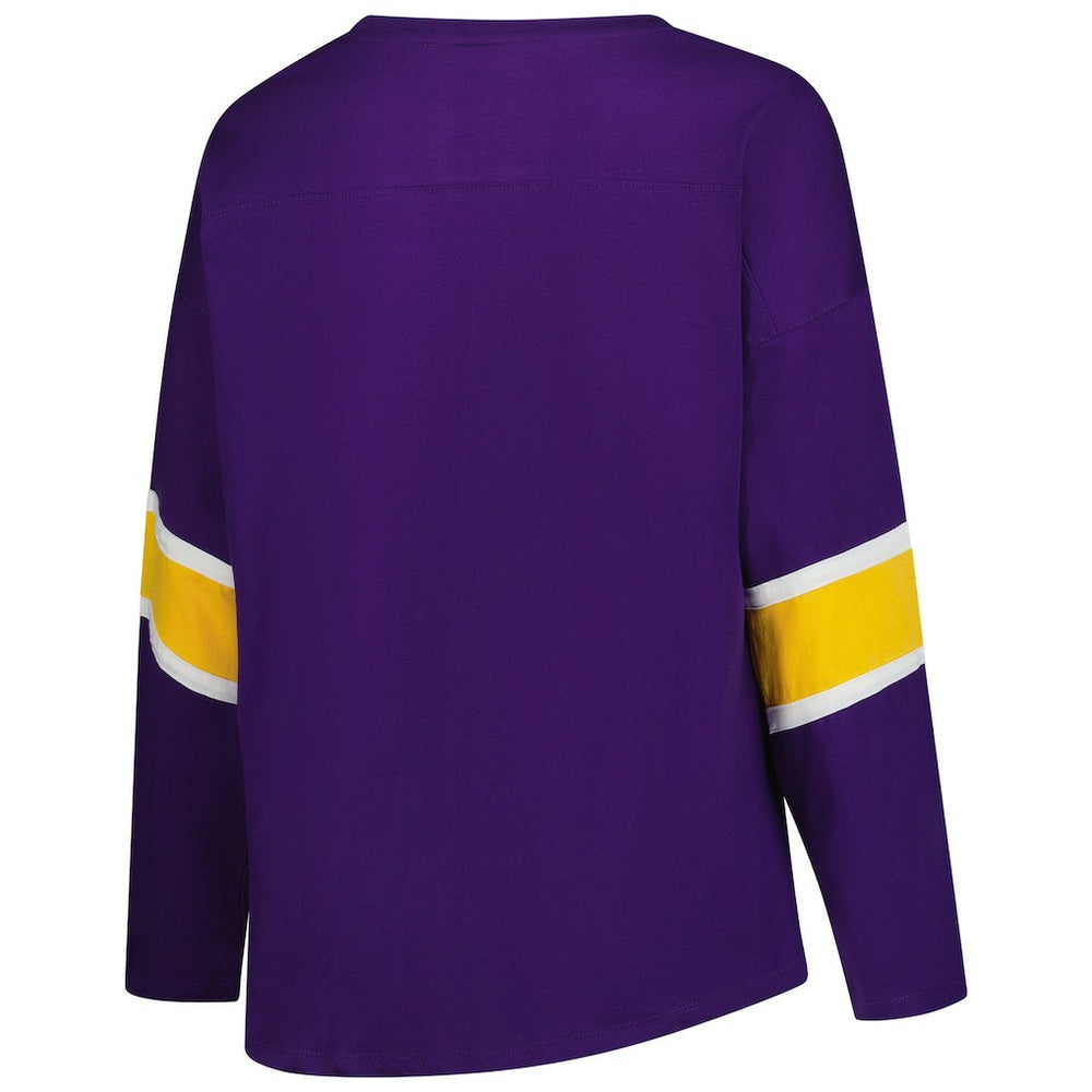 Minnesota Vikings Women's Plus Size Redzone 3/4-Sleeve Scoop Neck T-Shirt - Purple T-shirts