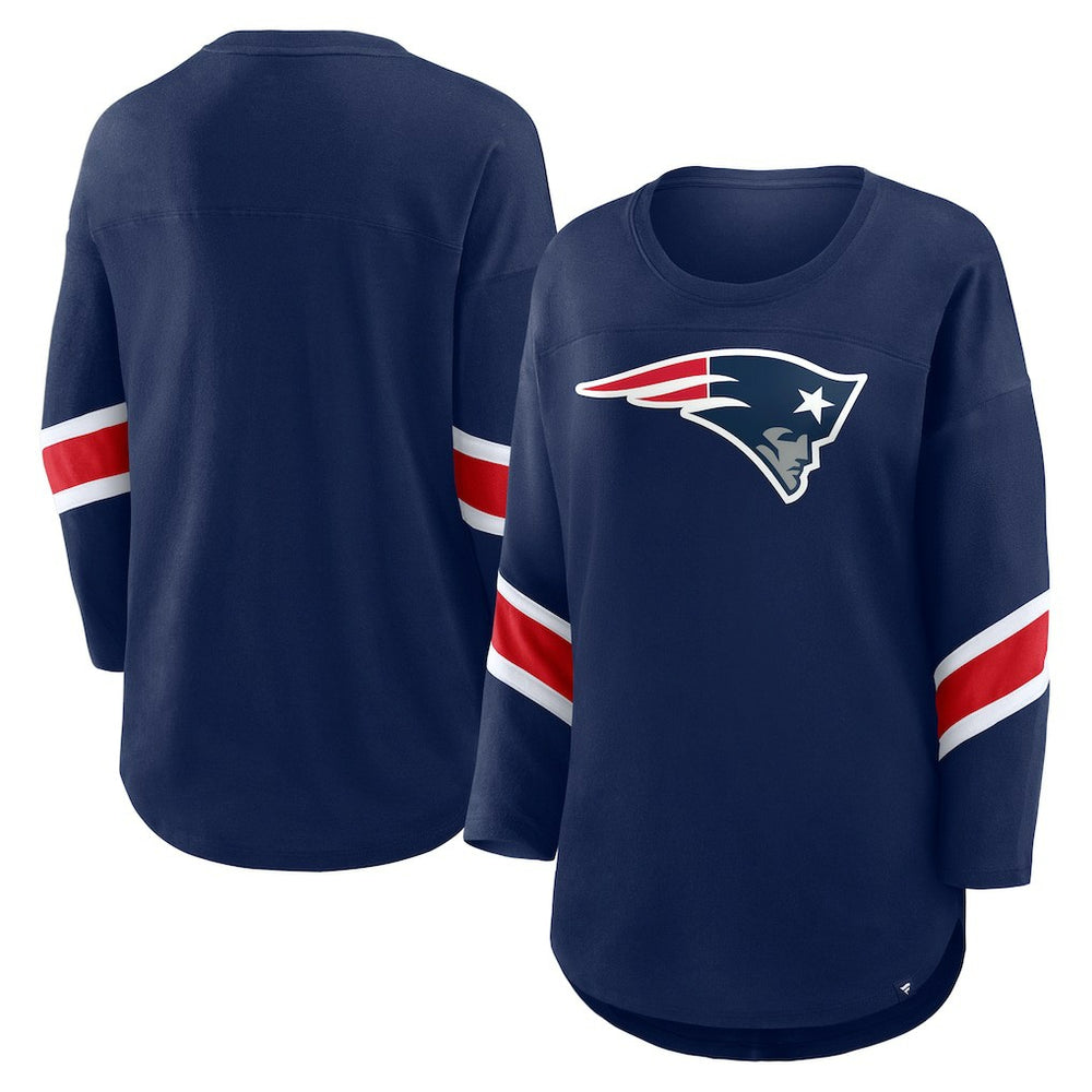 New England Patriots Women's Plus Size Redzone 3/4-Sleeve Scoop Neck T-Shirt - Navy T-shirts