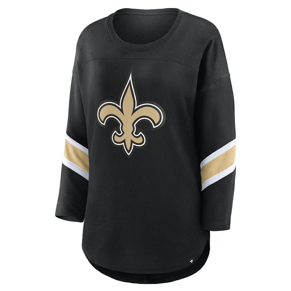 New Orleans Saints Women's Plus Size Redzone 3/4-Sleeve Scoop Neck T-Shirt - Black T-shirts