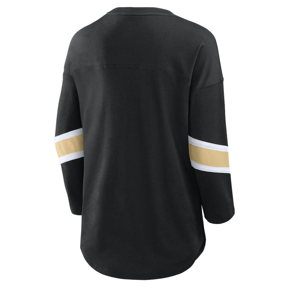 New Orleans Saints Women's Plus Size Redzone 3/4-Sleeve Scoop Neck T-Shirt - Black T-shirts