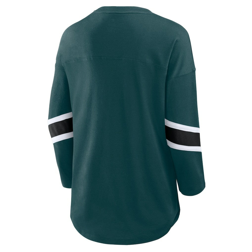 Philadelphia Eagles Women's Plus Size Redzone 3/4-Sleeve Scoop Neck T-Shirt - Green T-shirts