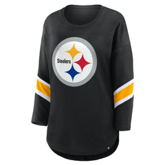 Pittsburgh Steelers Women's Plus Size Redzone 3/4-Sleeve Scoop Neck T-Shirt - Black T-shirts