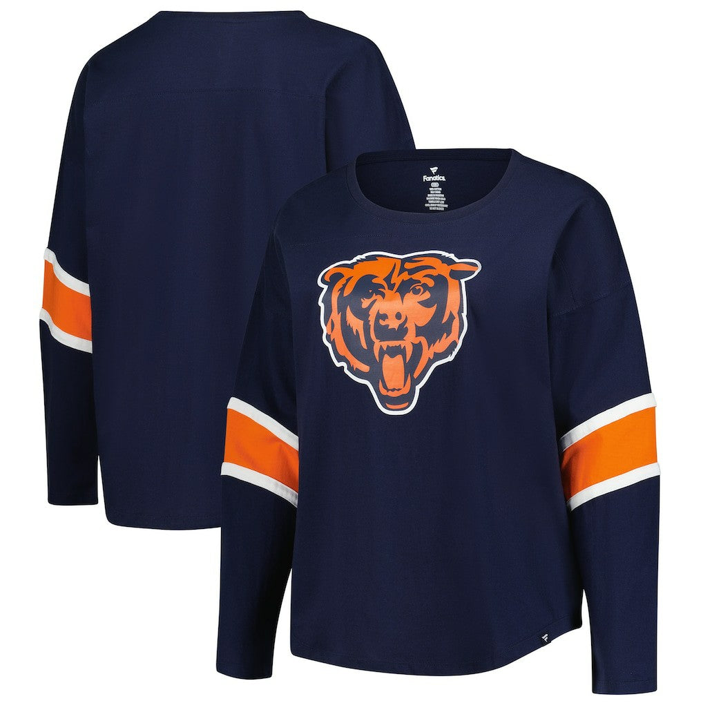 Chicago Bears Women's Plus Size Redzone 3/4-Sleeve Scoop Neck T-Shirt - Navy T-shirts