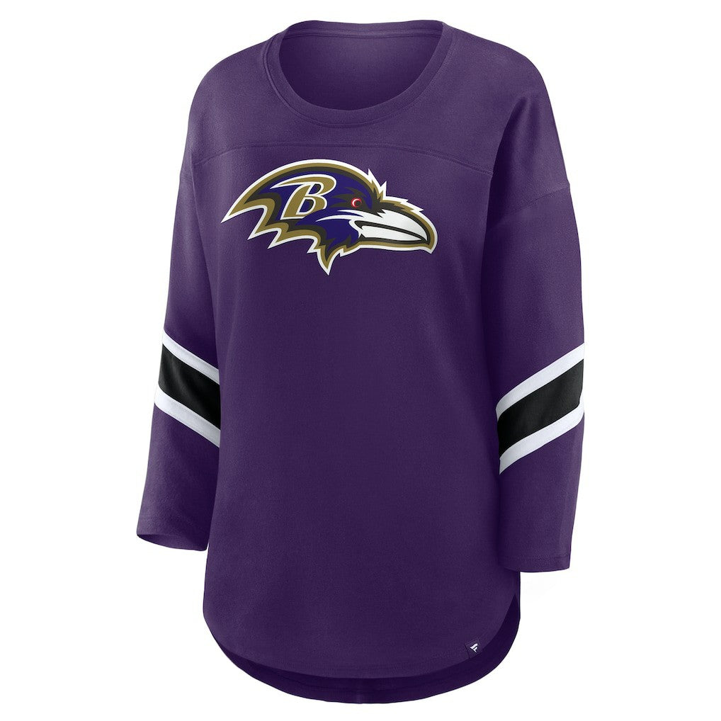 Baltimore Ravens Women's Plus Size Redzone 3/4-Sleeve Scoop Neck T-Shirt - Purple T-shirts