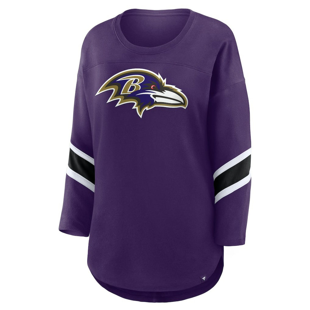 Baltimore Ravens Women's Plus Size Redzone 3/4-Sleeve Scoop Neck T-Shirt - Purple T-shirts