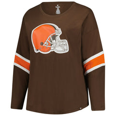 Cleveland Browns Women's Plus Size Redzone 3/4-Sleeve Scoop Neck T-Shirt - Brown T-shirts