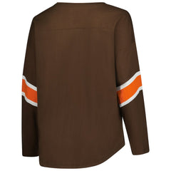 Cleveland Browns Women's Plus Size Redzone 3/4-Sleeve Scoop Neck T-Shirt - Brown T-shirts