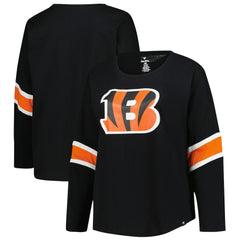 Cincinnati Bengals Women's Plus Size Redzone 3/4-Sleeve Scoop Neck T-Shirt - Black T-shirts