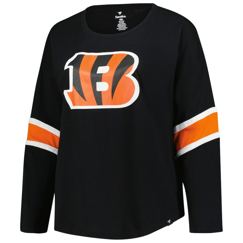 Cincinnati Bengals Women's Plus Size Redzone 3/4-Sleeve Scoop Neck T-Shirt - Black T-shirts