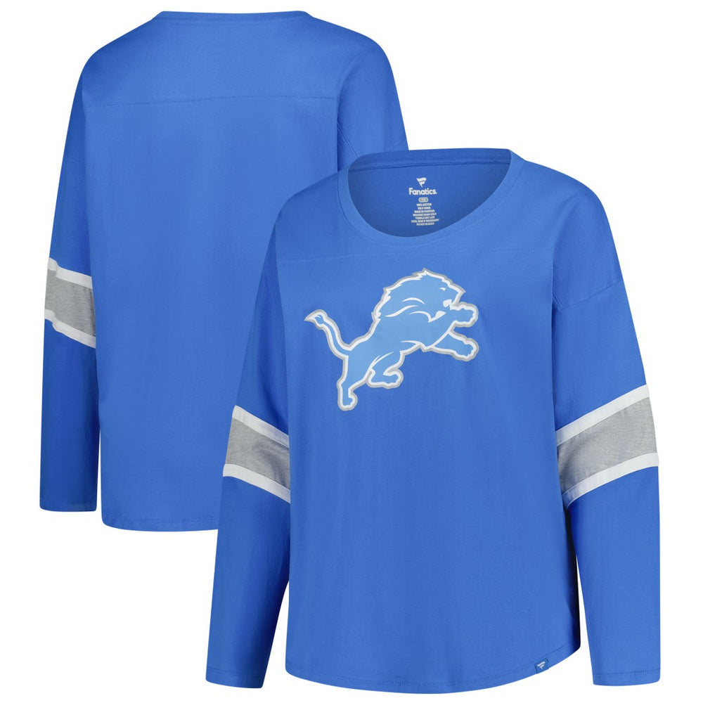 Detroit Lions Women's Plus Size Redzone 3/4-Sleeve Scoop Neck T-Shirt - Blue T-shirts
