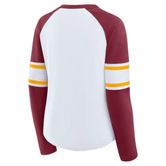 Washington Commanders Women's Plus Size Redzone Lace Up Long Sleeve T-Shirt - White T-shirts