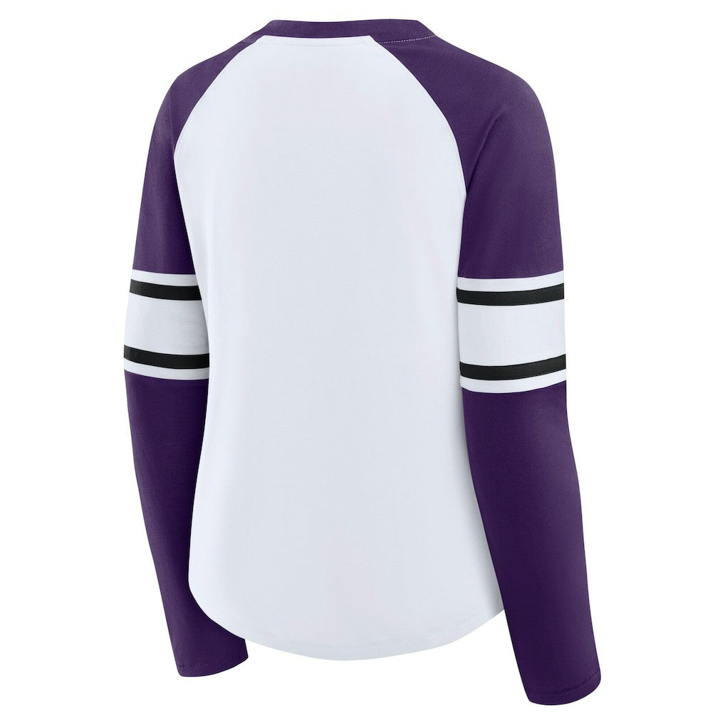 Baltimore Ravens Women's Plus Size Redzone Lace Up Long Sleeve T-Shirt - White T-shirts