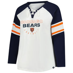 Chicago Bears Women's Plus Size Redzone Lace Up Long Sleeve T-Shirt - White T-shirts