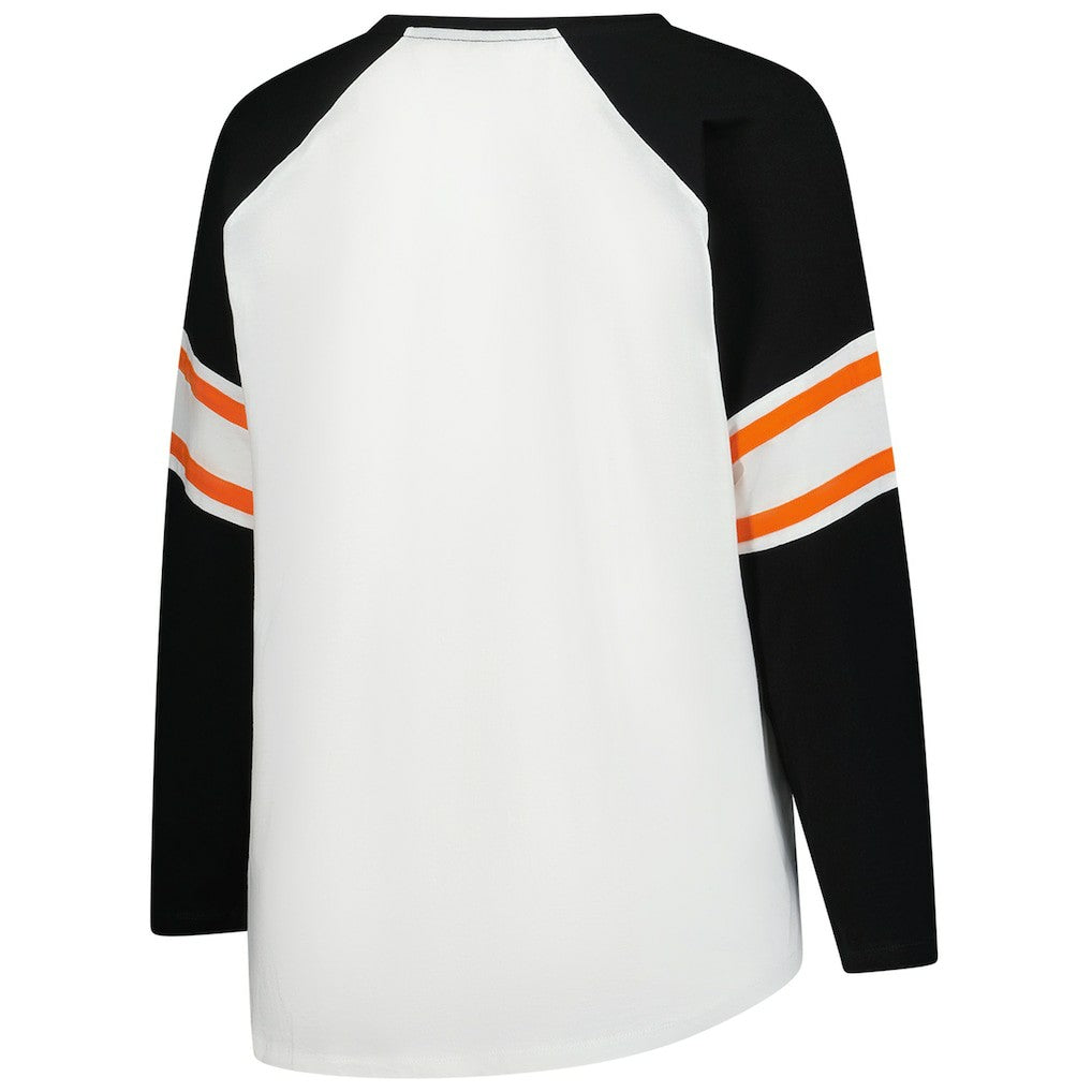 Cincinnati Bengals Women's Plus Size Redzone Lace Up Long Sleeve T-Shirt - White T-shirts