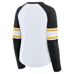 Pittsburgh Steelers Women's Plus Size Redzone Lace Up Long Sleeve T-Shirt - White T-shirts