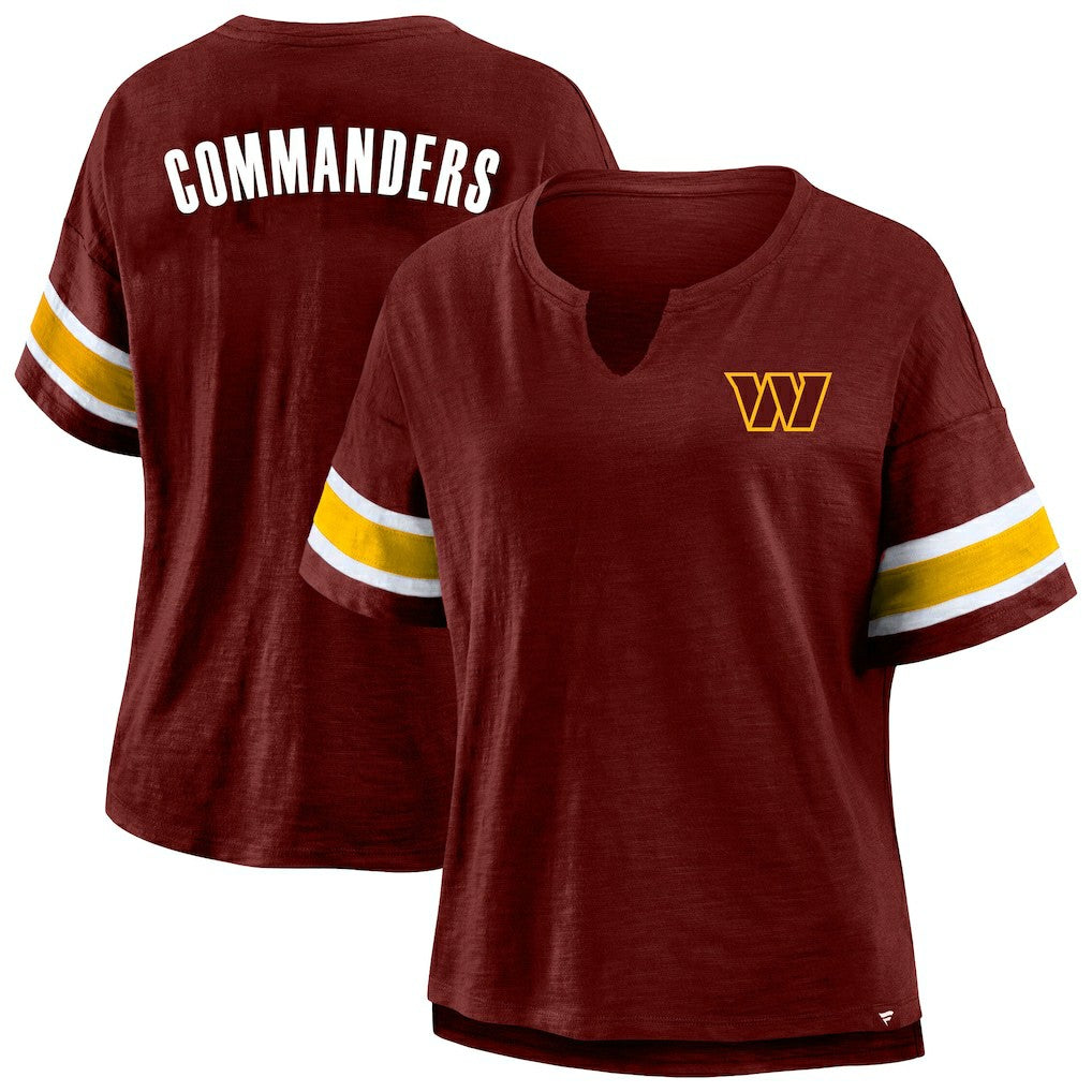 Washington Commanders Women's Plus Size Redzone Notch Neck T-Shirt - Burgundy T-shirts
