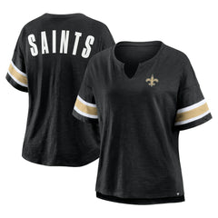 New Orleans Saints Women's Plus Size Redzone Notch Neck T-Shirt - Black T-shirts