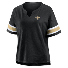New Orleans Saints Women's Plus Size Redzone Notch Neck T-Shirt - Black T-shirts