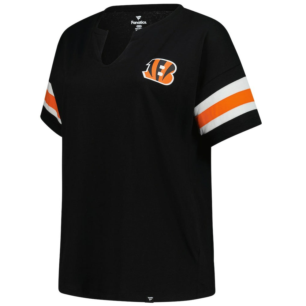 Cincinnati Bengals Women's Plus Size Redzone Notch Neck T-Shirt - Black T-shirts
