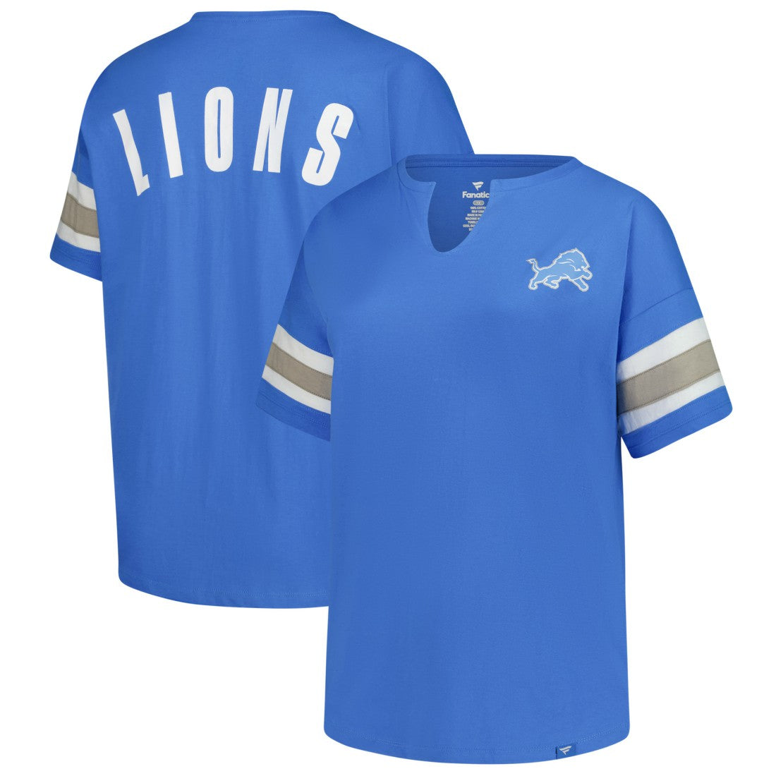 Detroit Lions Women's Plus Size Redzone Notch Neck T-Shirt - Blue T-shirts