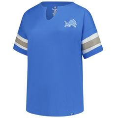 Detroit Lions Women's Plus Size Redzone Notch Neck T-Shirt - Blue T-shirts