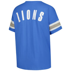 Detroit Lions Women's Plus Size Redzone Notch Neck T-Shirt - Blue T-shirts