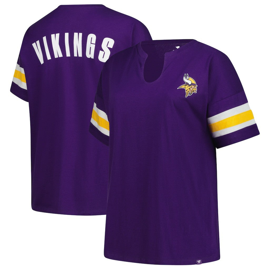 Minnesota Vikings Women's Plus Size Redzone Notch Neck T-Shirt - Purple T-shirts