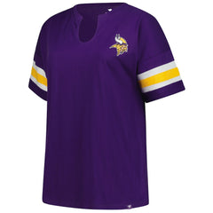 Minnesota Vikings Women's Plus Size Redzone Notch Neck T-Shirt - Purple T-shirts