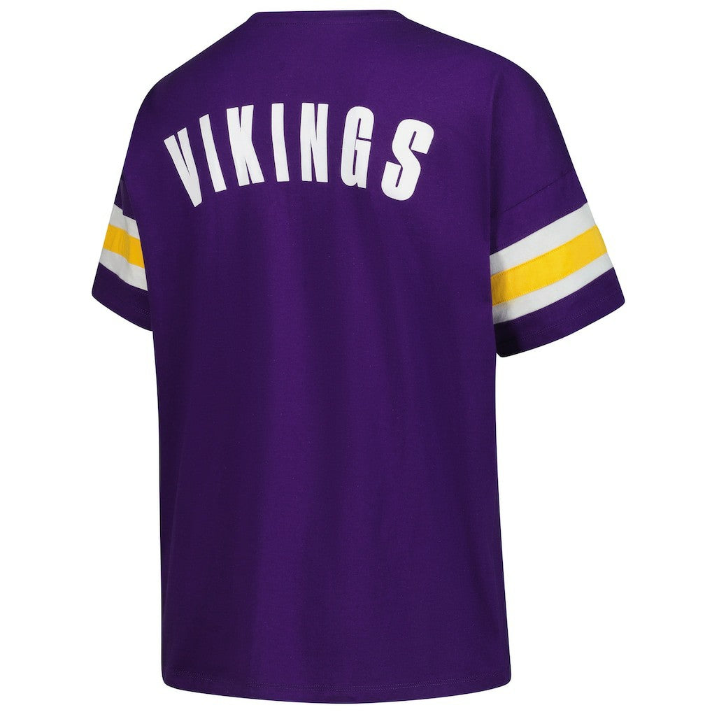 Minnesota Vikings Women's Plus Size Redzone Notch Neck T-Shirt - Purple T-shirts