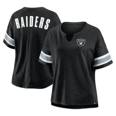 Las Vegas Raiders Women's Plus Size Redzone Notch Neck T-Shirt - Black T-shirts