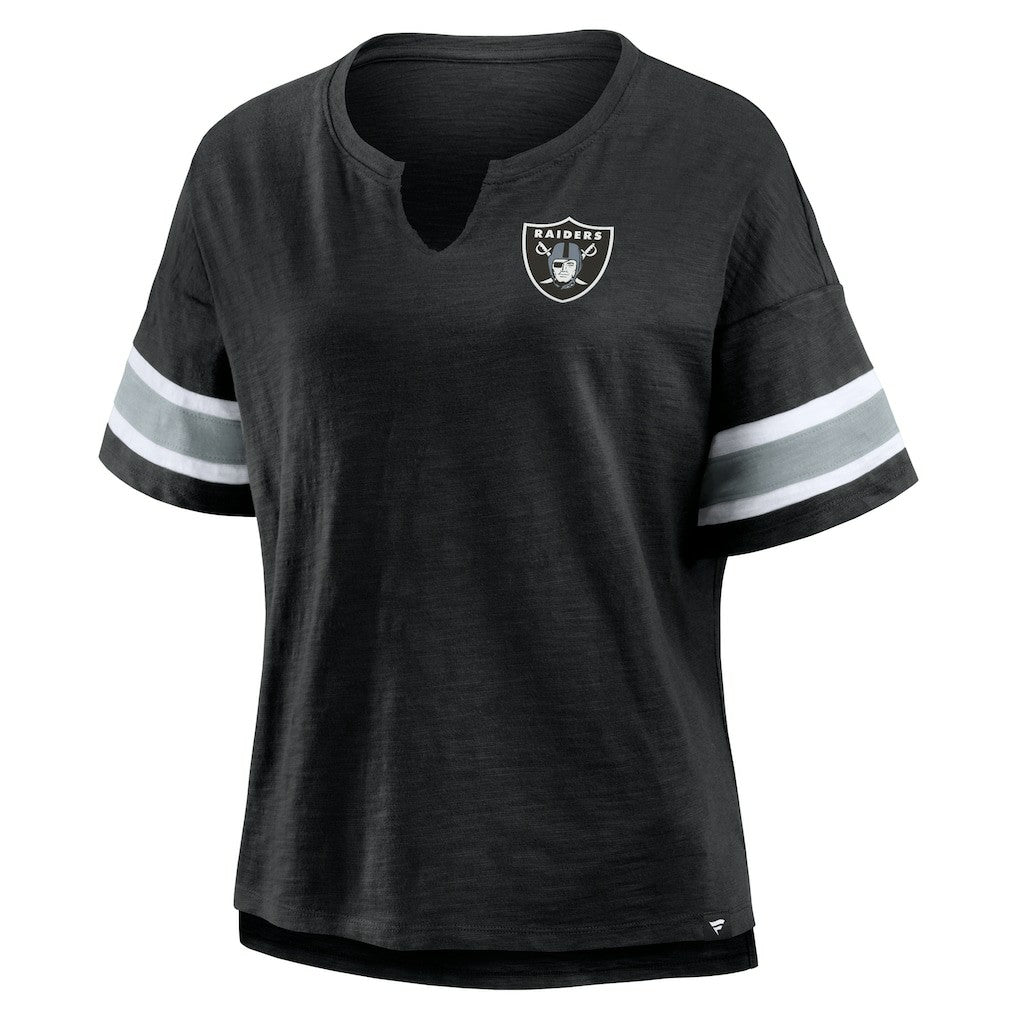 Las Vegas Raiders Women's Plus Size Redzone Notch Neck T-Shirt - Black T-shirts