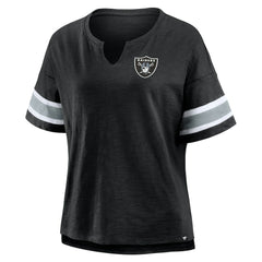Las Vegas Raiders Women's Plus Size Redzone Notch Neck T-Shirt - Black T-shirts