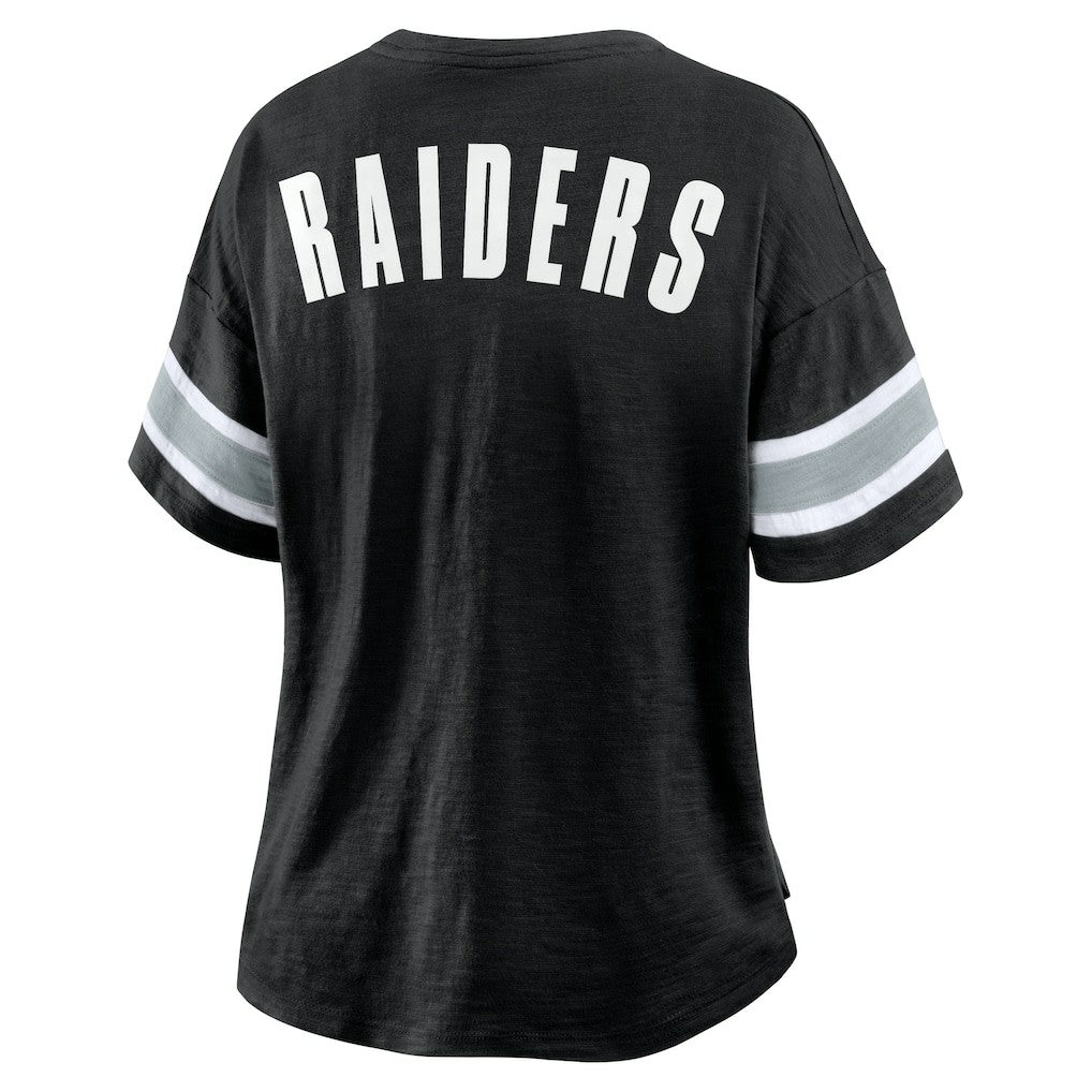 Las Vegas Raiders Women's Plus Size Redzone Notch Neck T-Shirt - Black T-shirts