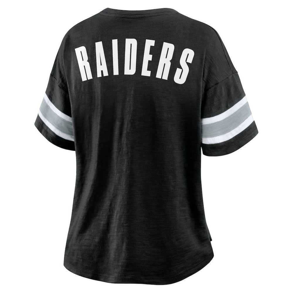 Las Vegas Raiders Women's Plus Size Redzone Notch Neck T-Shirt - Black T-shirts