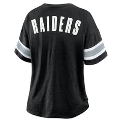 Las Vegas Raiders Women's Plus Size Redzone Notch Neck T-Shirt - Black T-shirts