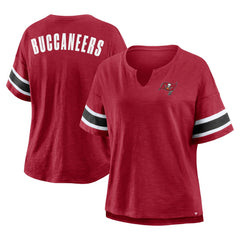 Tampa Bay Buccaneers Women's Plus Size Redzone Notch Neck T-Shirt - Red T-shirts