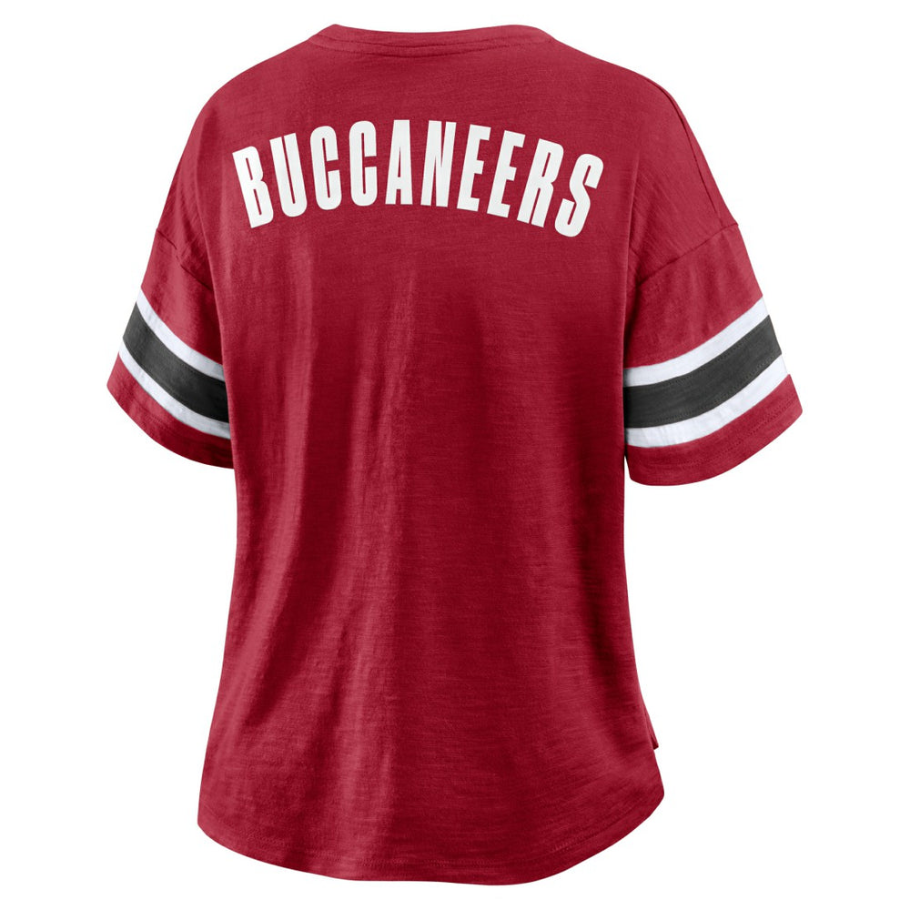 Tampa Bay Buccaneers Women's Plus Size Redzone Notch Neck T-Shirt - Red T-shirts