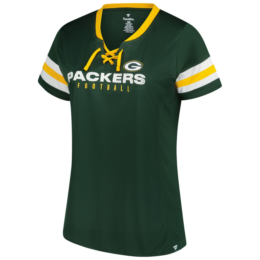 Green Bay Packers Women's Plus Size Rhinestone Redzone Athena Lace-Up Notch Neck T-Shirt - Green T-shirts