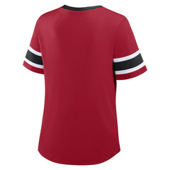 San Francisco 49ers Women's Plus Size Red Zone Athena Lace-Up V-Notch Neck T-Shirt - Scarlet T-shirts