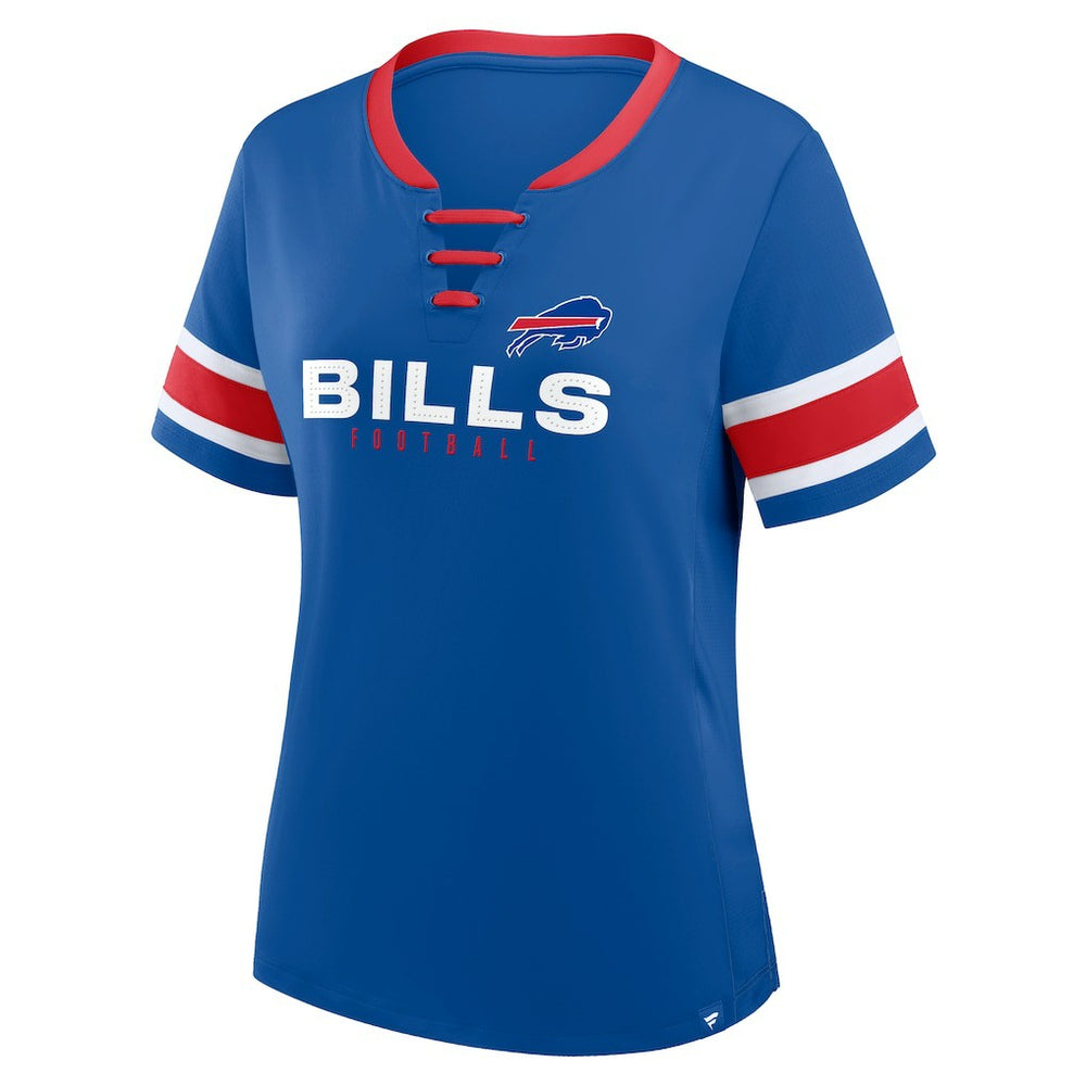 Buffalo Bills Women's Plus Size Red Zone Athena Lace-Up V-Notch Neck T-Shirt - Royal T-shirts