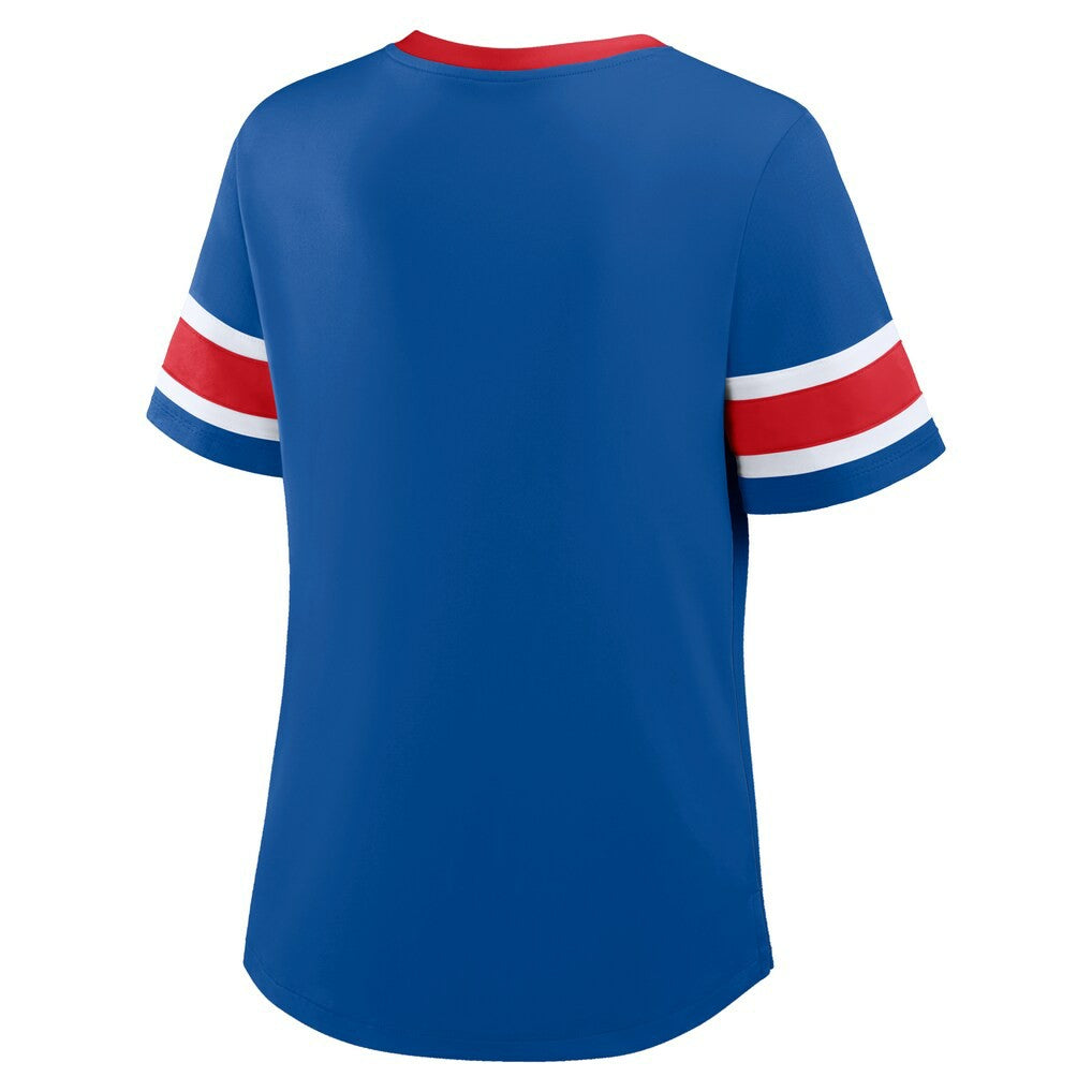 Buffalo Bills Women's Plus Size Red Zone Athena Lace-Up V-Notch Neck T-Shirt - Royal T-shirts
