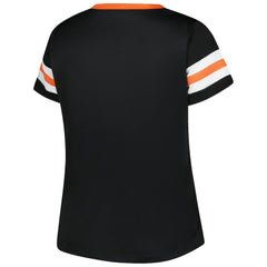Cincinnati Bengals Women's Plus Size Red Zone Athena Lace-Up V-Notch Neck T-Shirt - Black T-shirts